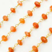 Peach Moonstone Gold Plated Wire Chain